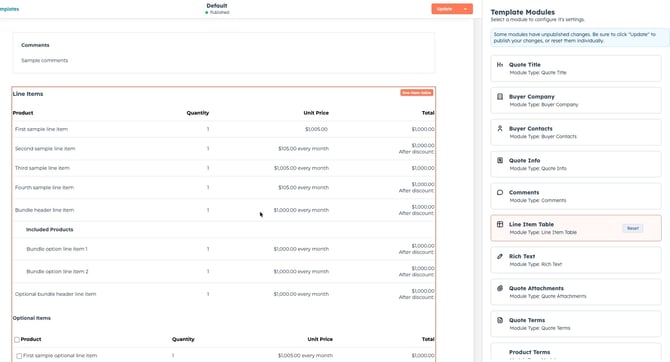 Line items module
